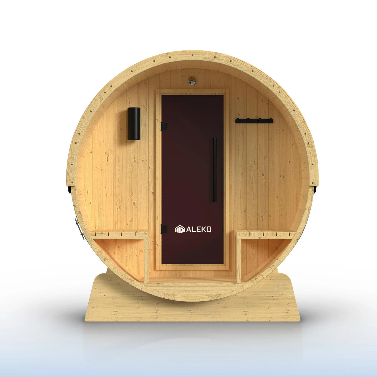 Anémona 2-4 Person Outdoor Finland Pine Traditional Barrel Wet/Dry Sauna with Porch