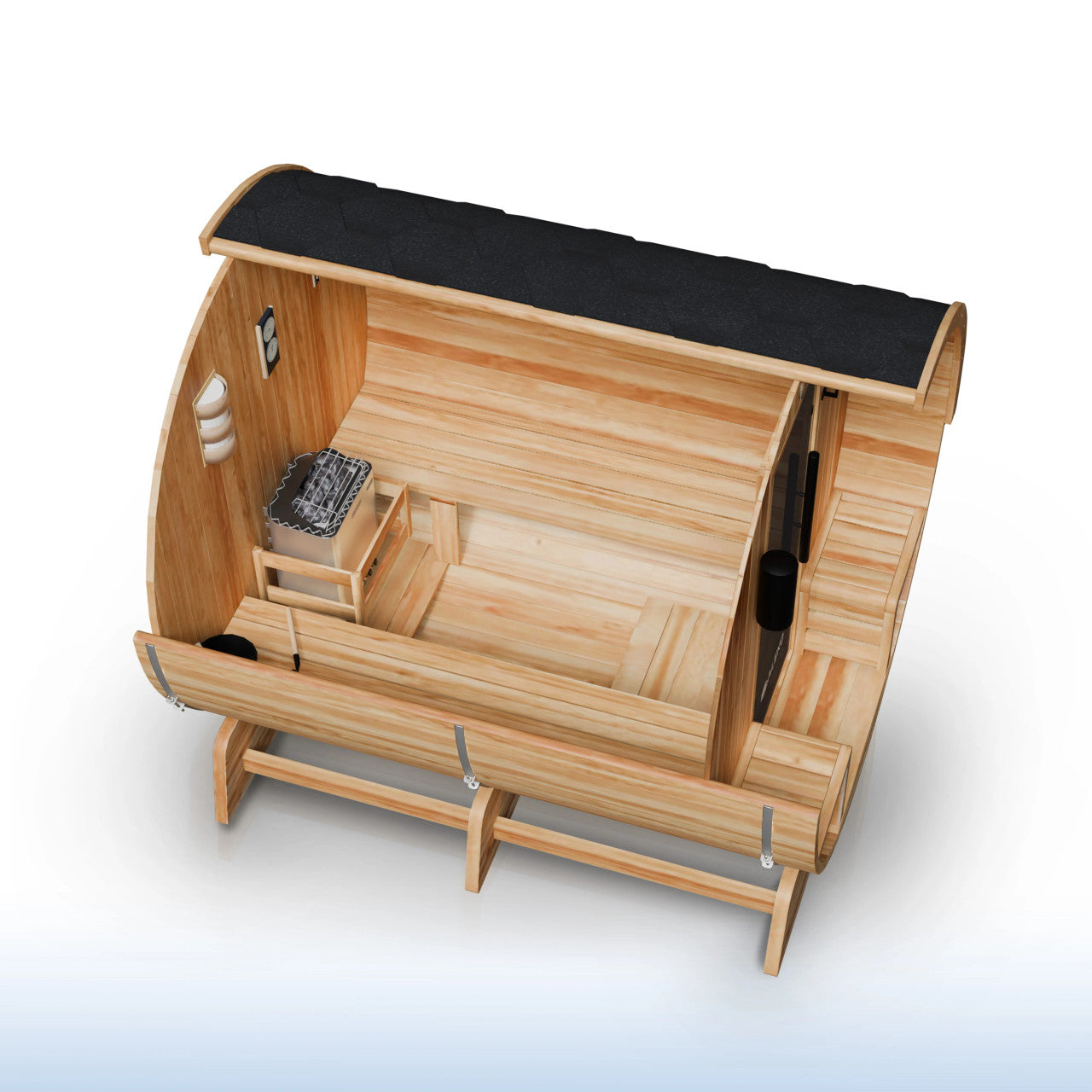 Liatris 5-6 Person Outdoor Rustic Cedar Traditional Barrel Wet/Dry Sauna with Porch