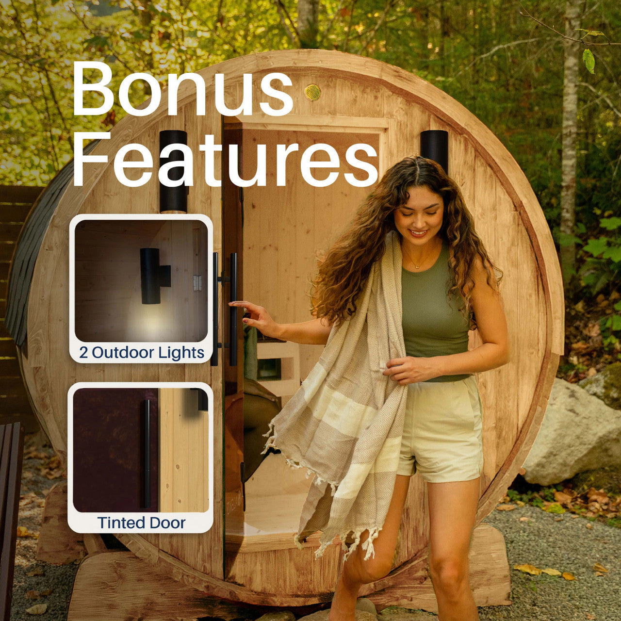 Liatris 6-8 Person Outdoor Red Cedar Traditional Barrel Wet/Dry Sauna with Panoramic Window