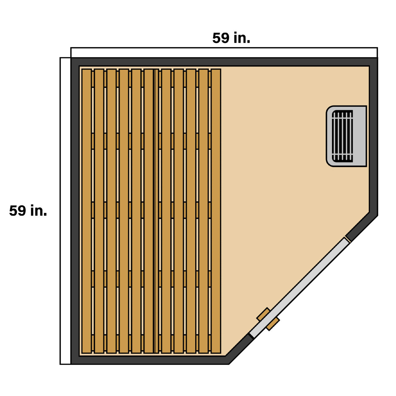 Viola 4-Person Indoor Canadian Hemlock Traditional Wet/Dry Sauna with Black Finish