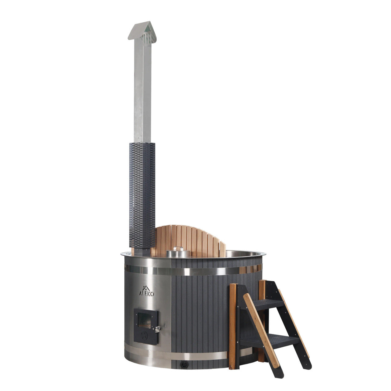 Stainless Steel Hot Tub & Cold Plunge Tub with Wood-Fired Heater – 1-3 People