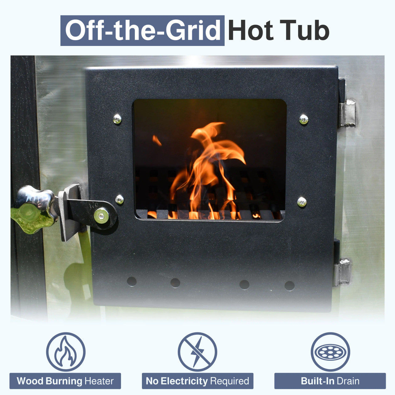 Stainless Steel Hot Tub & Cold Plunge Tub with Wood-Fired Heater – 3-5 People