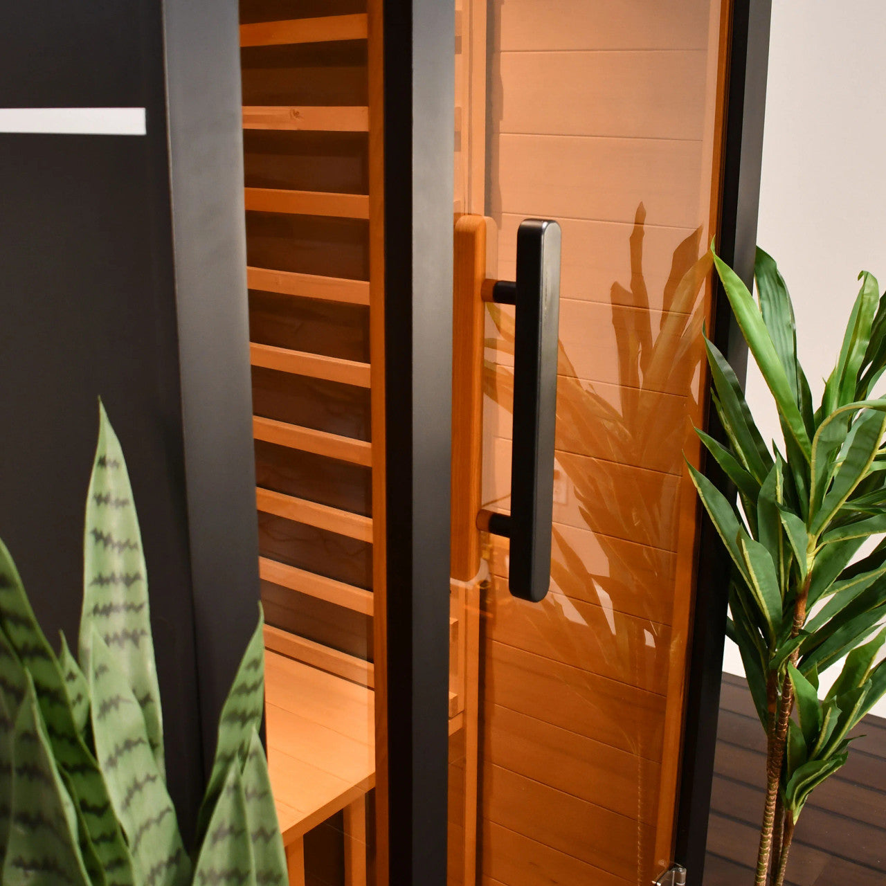 Oasis 1-Person Indoor Canadian Hemlock Infrared Sauna – Black Finish