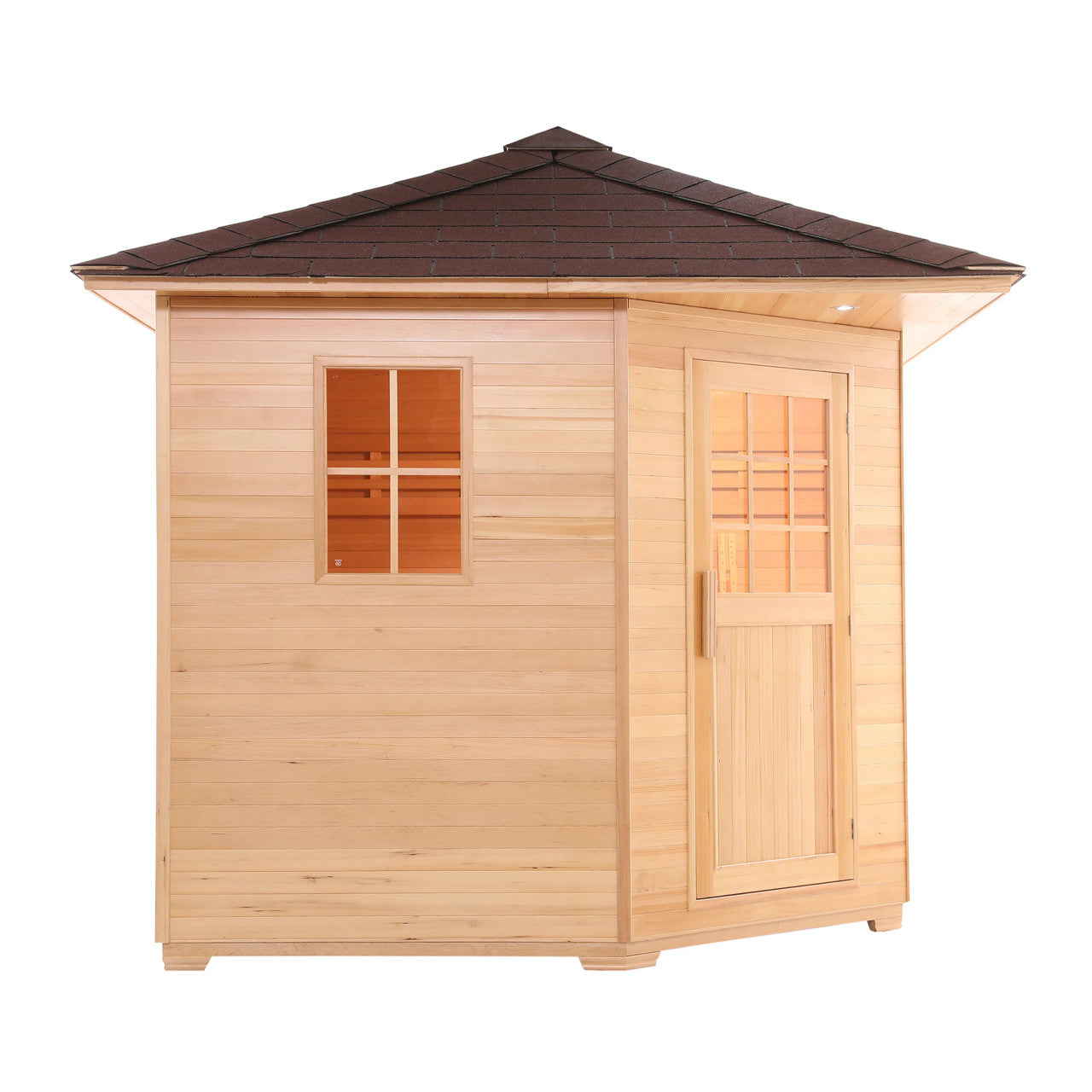 8-Person Outdoor Canadian Hemlock Traditional Wet/Dry Sauna with Asphalt Roof