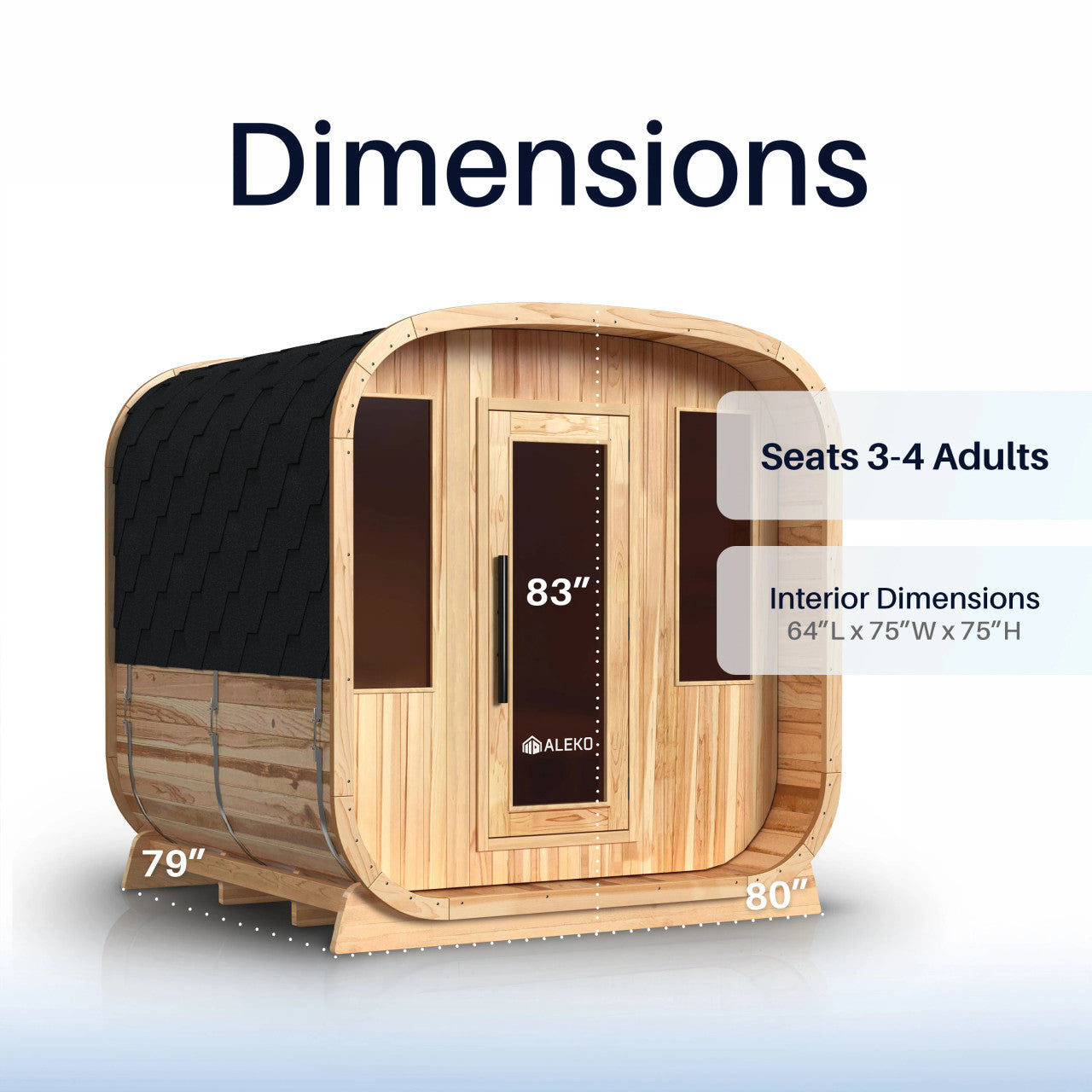 Arnica 4-Person Outdoor Rustic Cedar Traditional Square Wet/Dry Sauna