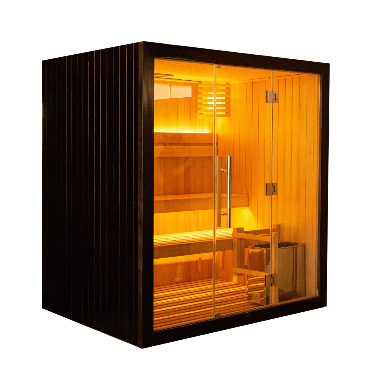 4-Person Indoor Canadian Hemlock Traditional Wet/Dry Sauna with Black Finish