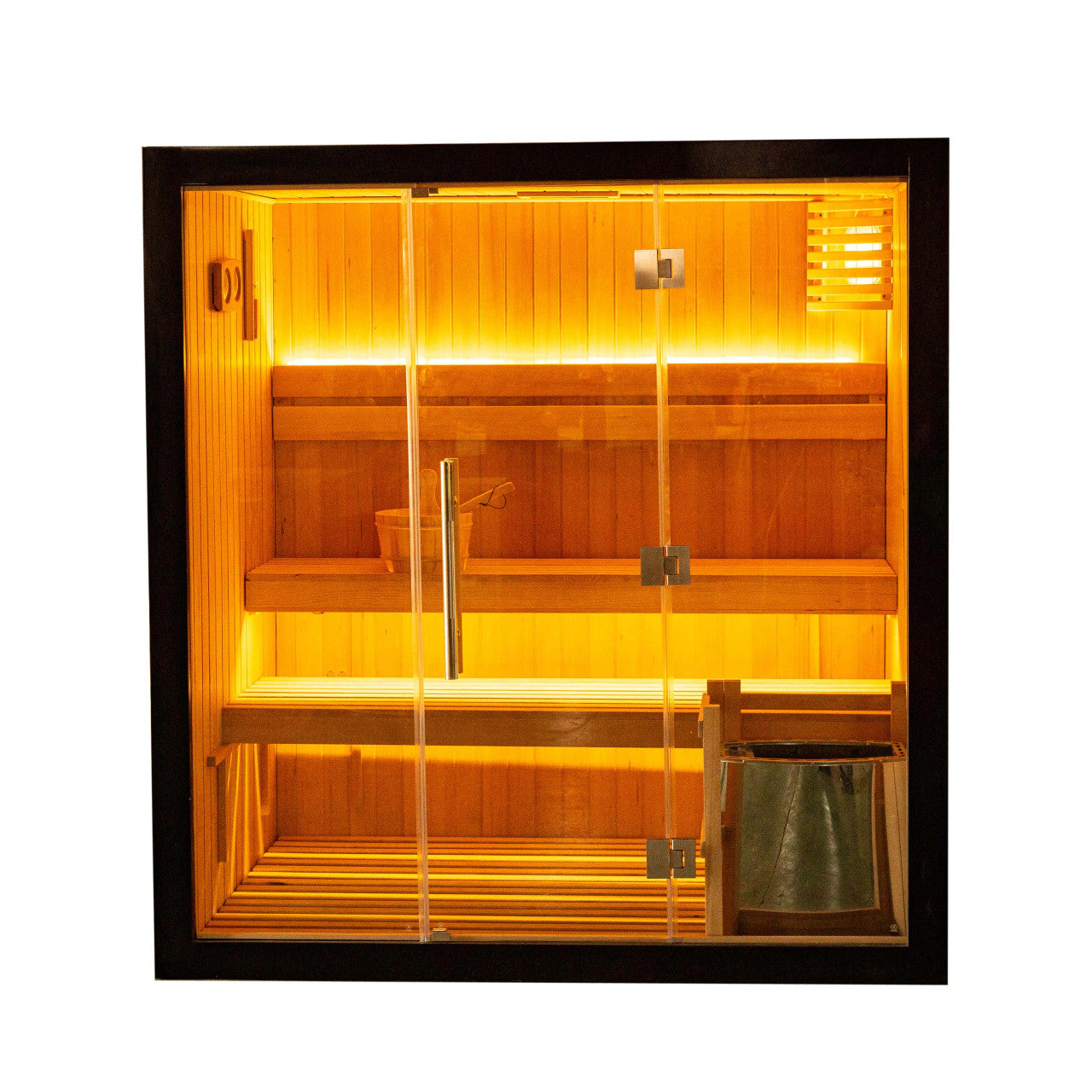 4-Person Indoor Canadian Hemlock Traditional Wet/Dry Sauna with Black Finish