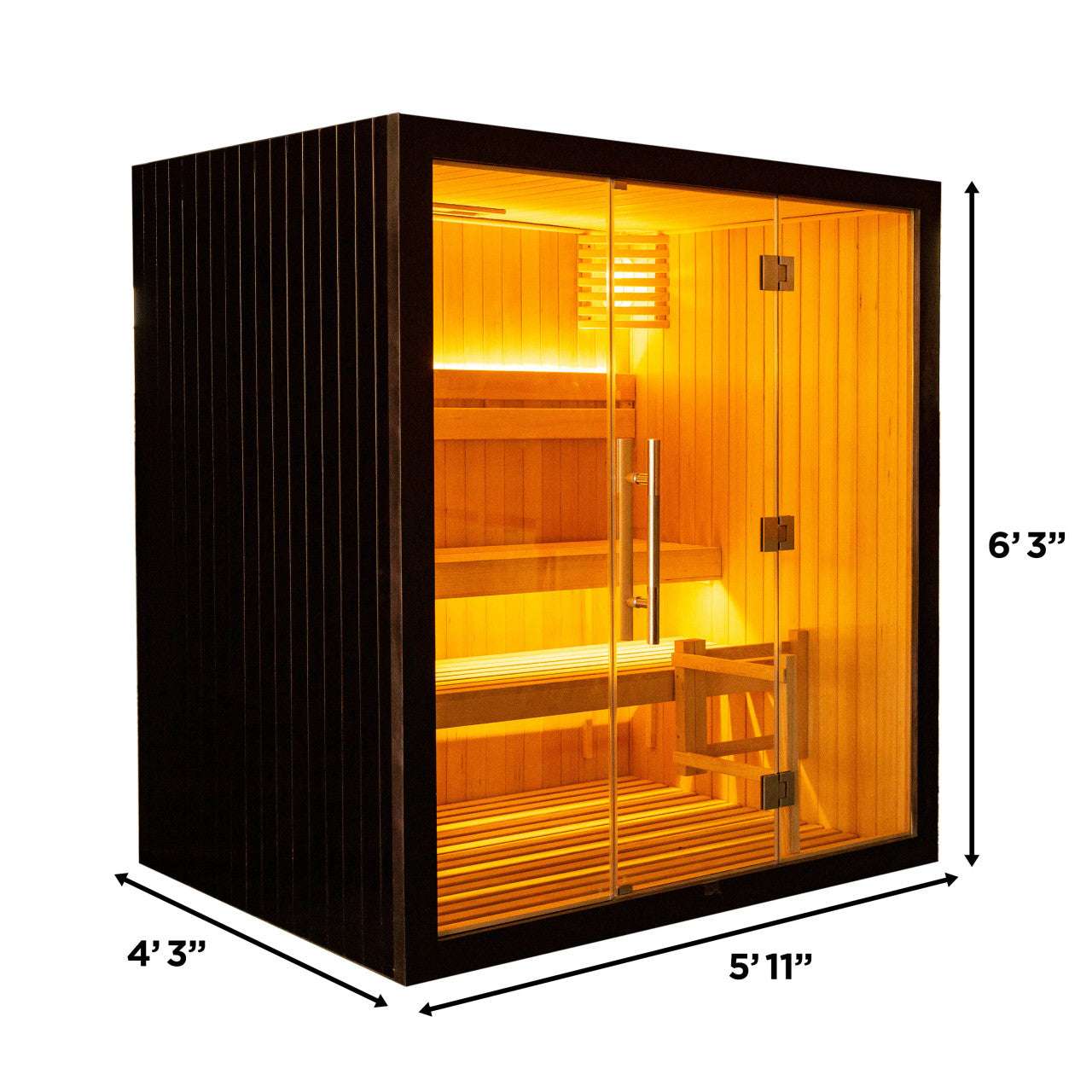 4-Person Indoor Canadian Hemlock Traditional Wet/Dry Sauna with Black Finish