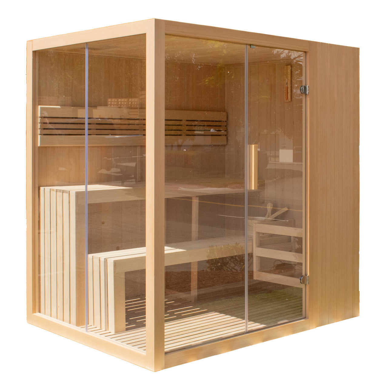 4-Person Indoor Canadian Hemlock Traditional Wet/Dry Sauna with LED Lighting