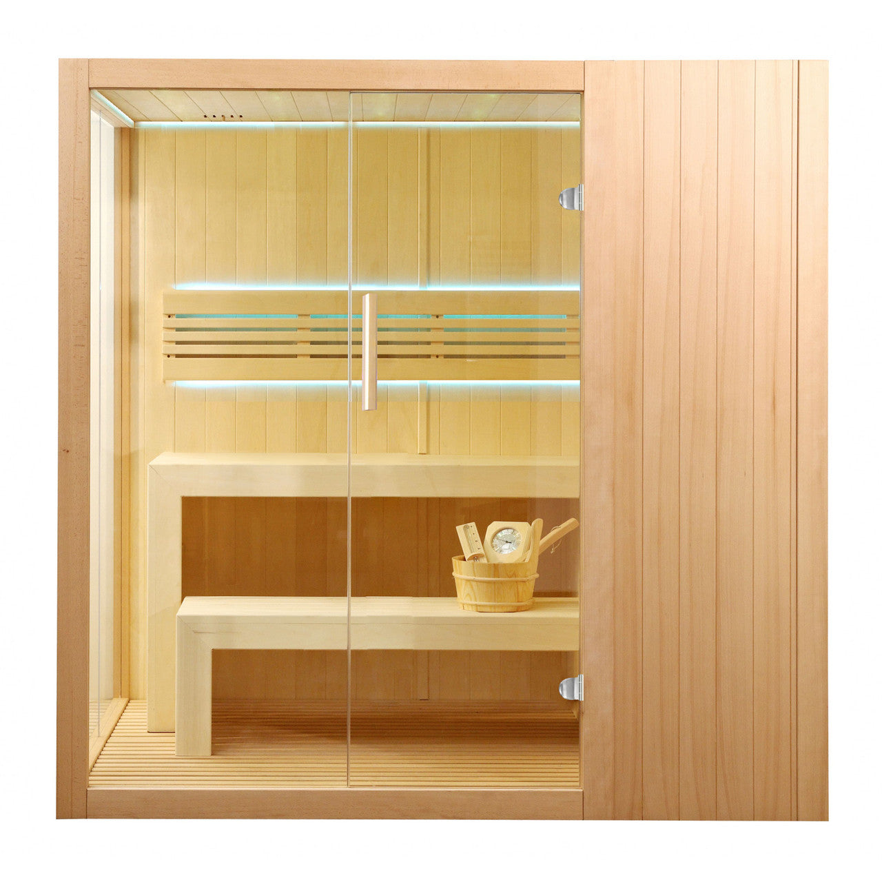 4-Person Indoor Canadian Hemlock Traditional Wet/Dry Sauna with LED Lighting
