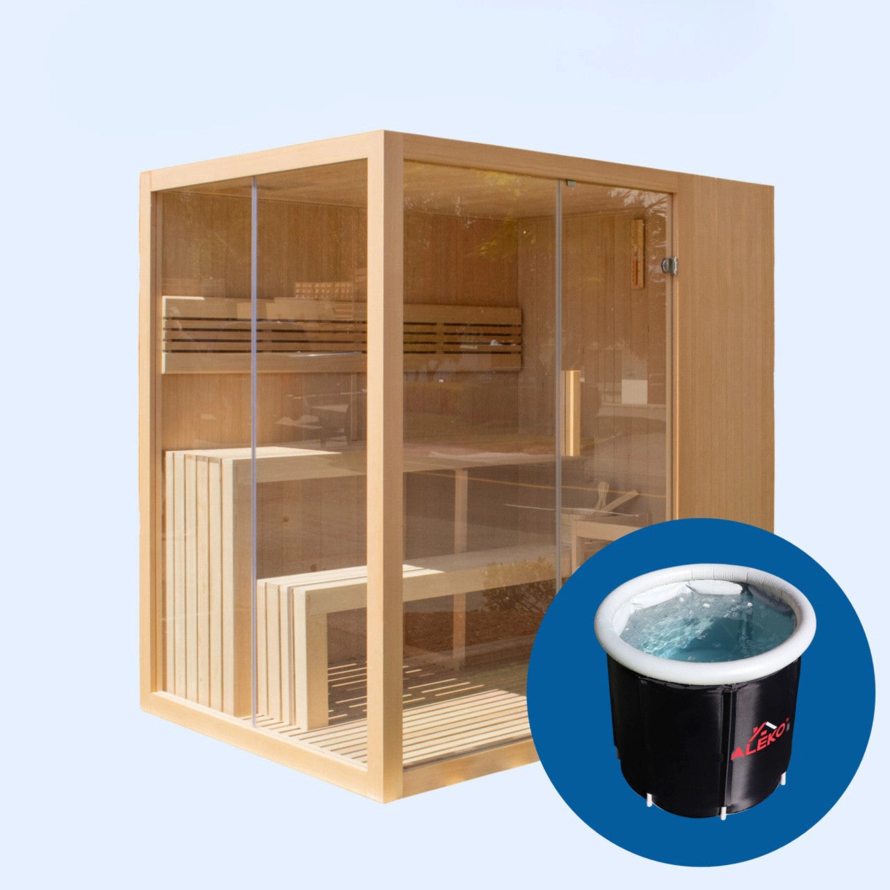 4-Person Indoor Canadian Hemlock Traditional Wet/Dry Sauna with LED Lighting