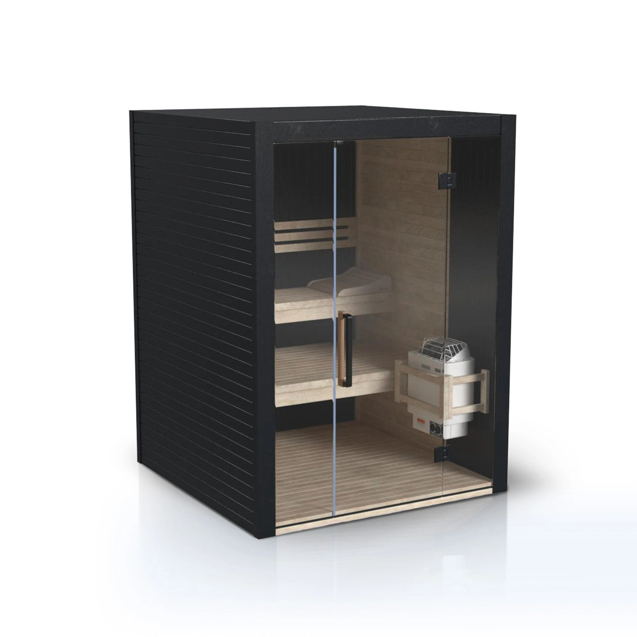 Orchid 3-Person Indoor Canadian Hemlock Traditional Wet/Dry Sauna with Black Finish
