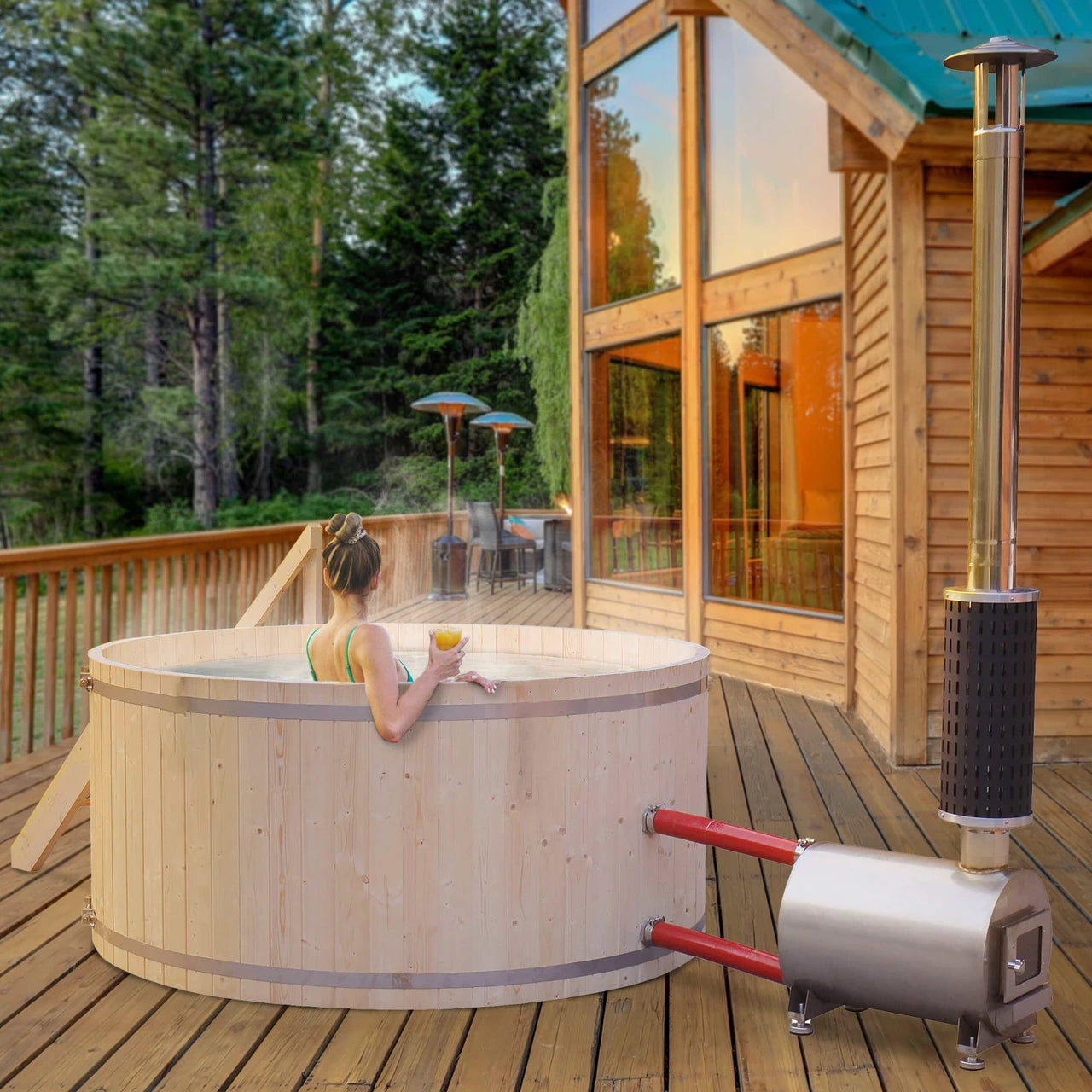 Wood-Fired Pine Hot Tub & Ice Bath – 4-5 Person