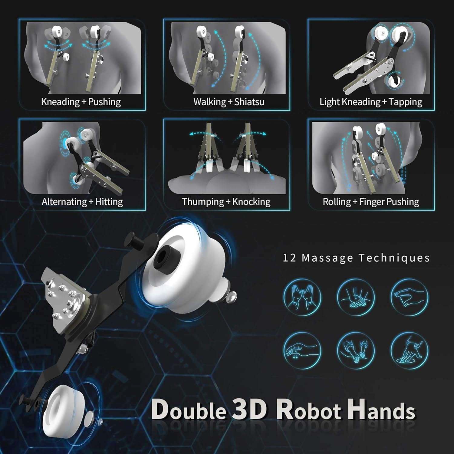 Zero Gravity Massage Chair SL Track, Full Body Air Massage Recliner with Body Scan 3D Robots Hand Waist Heater Foot Roller Thia Yoga for House Office, Brown, 56.69’’ X 33.85’’ X 46.45’’