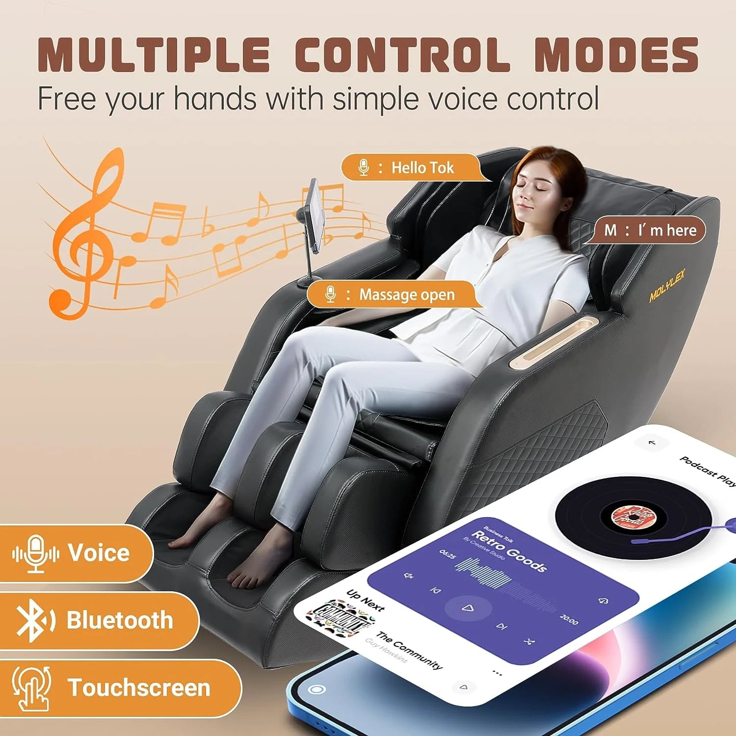 2024 Massage Chair Recliner, Zero Gravity Full Body Massage Chair with Airbags, Heating, Bluetooth Speaker and Foot Rollers (Black)