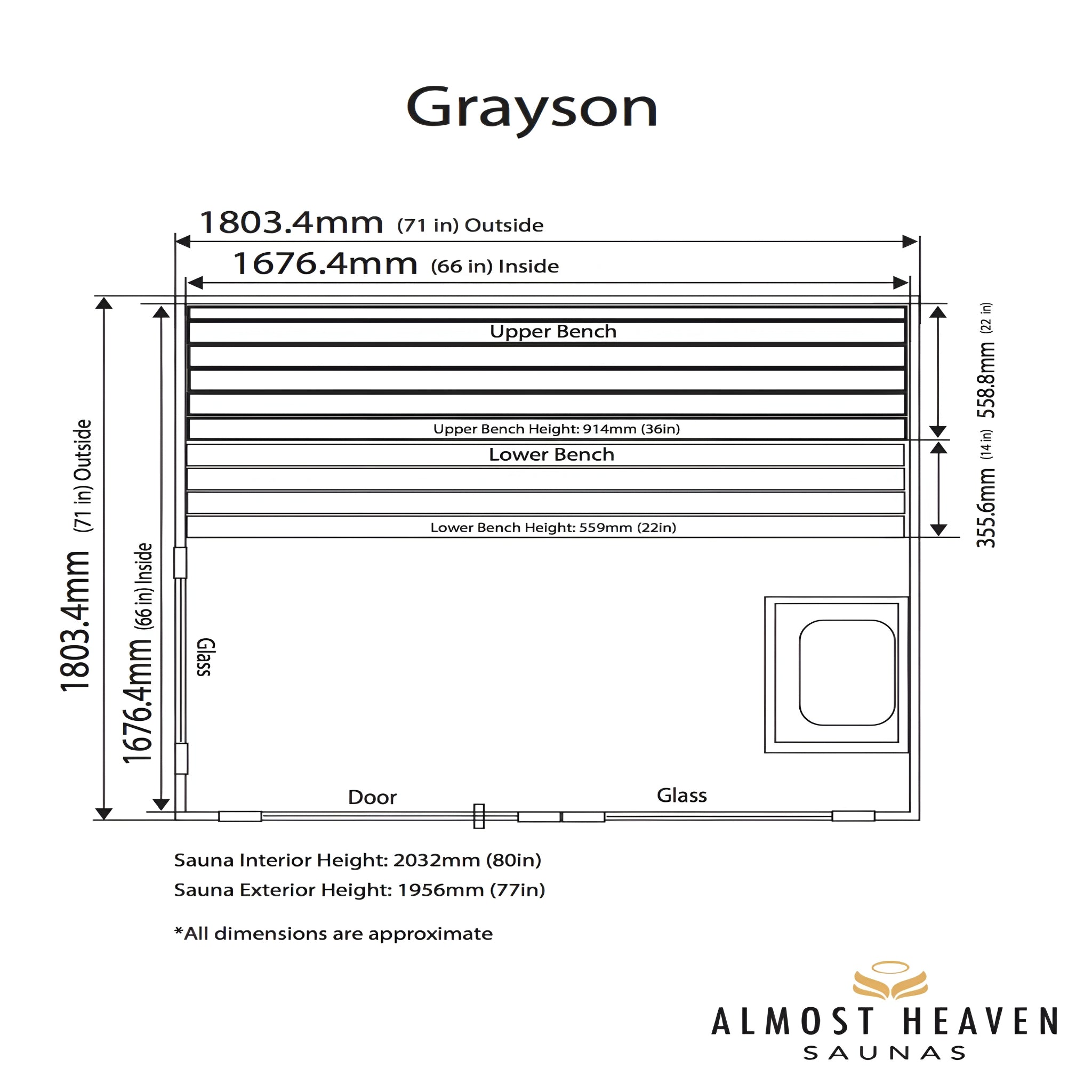 Grayson 4-Person Indoor Sauna in Rustic Cedar