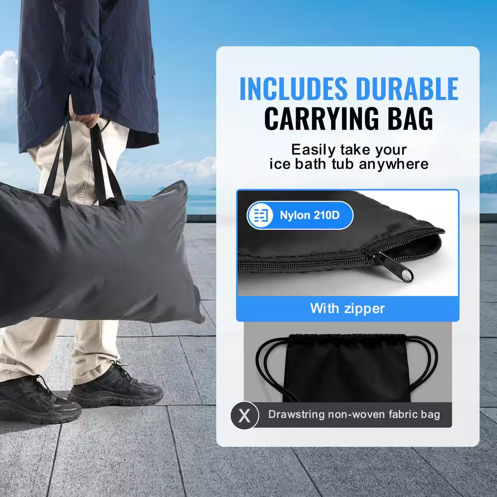 98 Gal. Ice Bath Tub, Cold Water Therapy Plunge Tub for Athlete, 1-Person 1-Jet Portable Outdoor Ice Barrel Plunge Pool