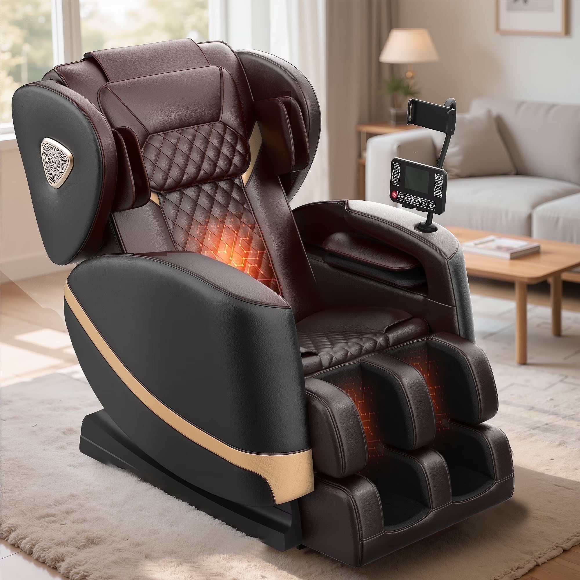 Massage Chair Full Body, Zero Gravity Massage Chair with 10 Fix Rollers, Heating, Foot Massage, Bluetooth Speaker, Touch Screen Controller, Fit Office and Home, Black
