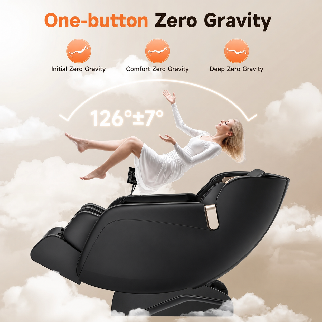 4D Massage Chair Full Body, Zero Gravity Massage Chair with Heat and Foot Massage with Airbags, Kneading, Bluetooth, LCD Touch Control - Black