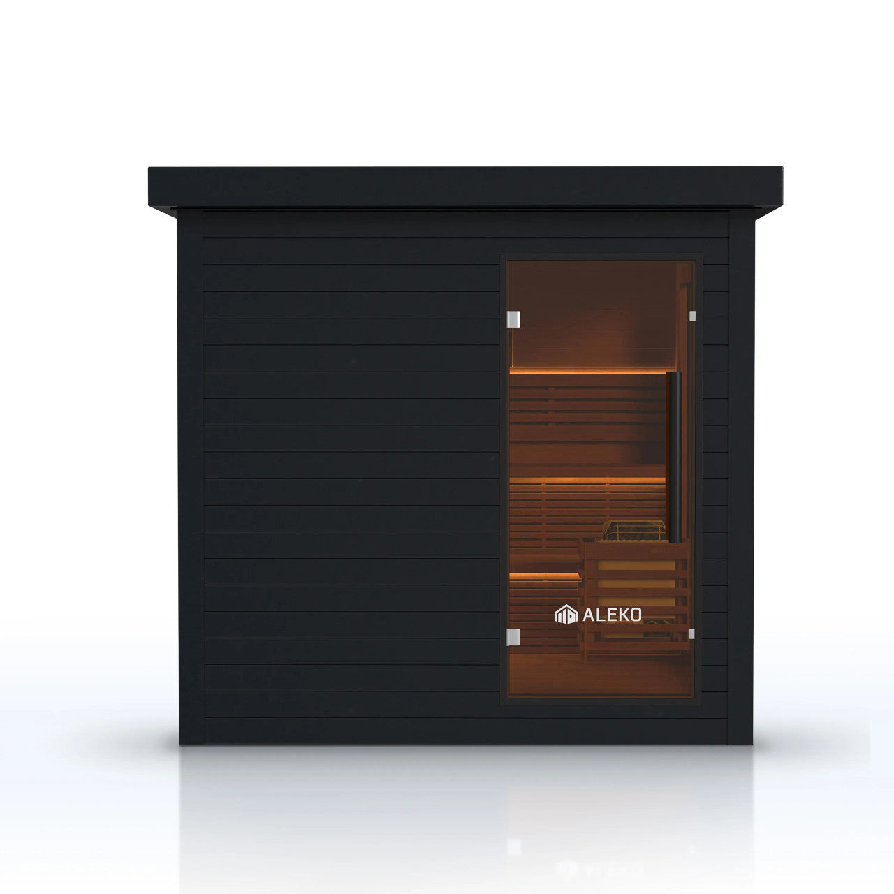 Camellia 7-8 Person Outdoor Red Cedar Traditional Wet/Dry Sauna with Black Finish
