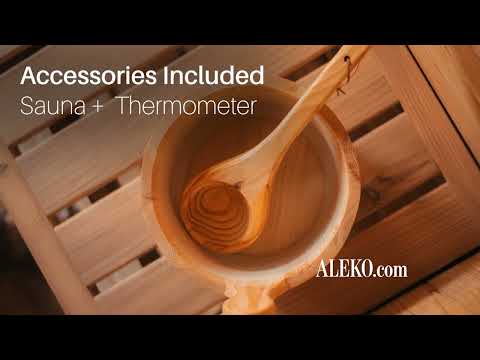 Aster 3-5 Person Outdoor Red Cedar Traditional Barrel Wet/Dry Sauna with Porch
