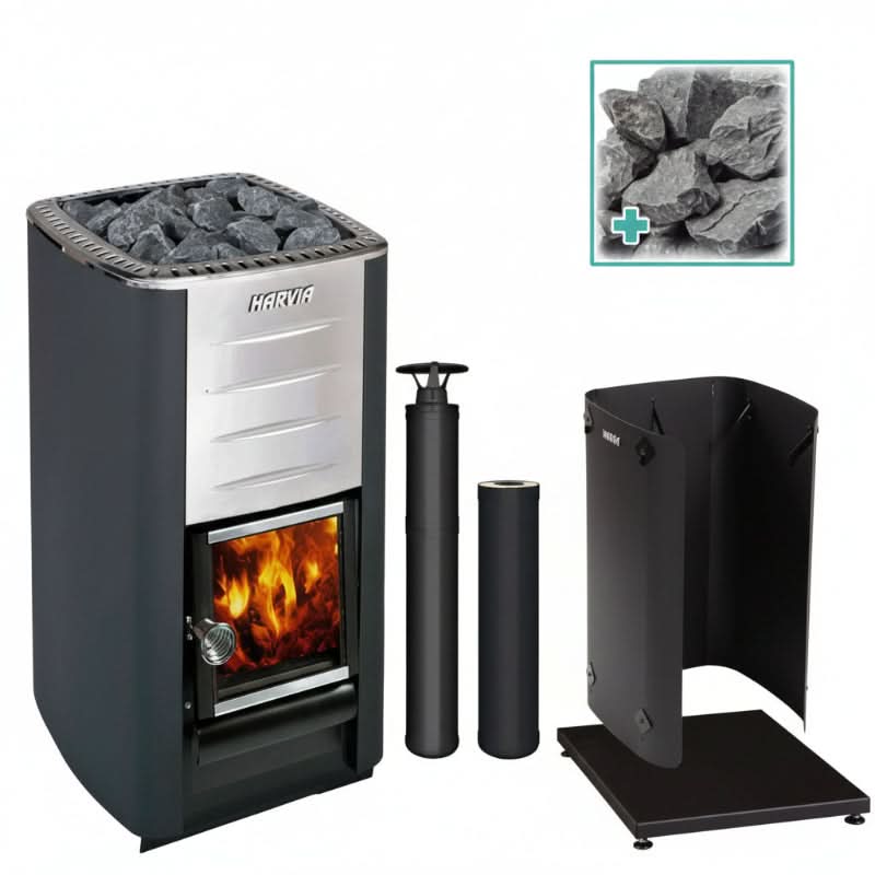 Harvia M3 Wood-Burning Stove Kit – Black