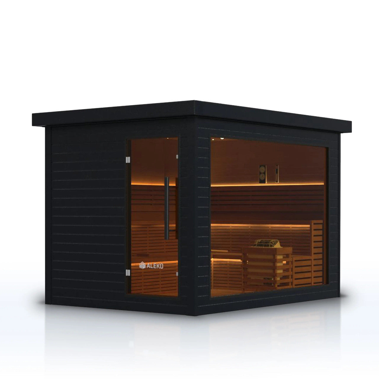 Camellia 7-8 Person Outdoor Red Cedar Traditional Wet/Dry Sauna with Black Finish